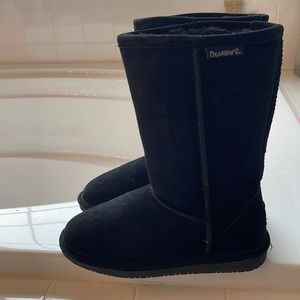 Black tall boot bear paws